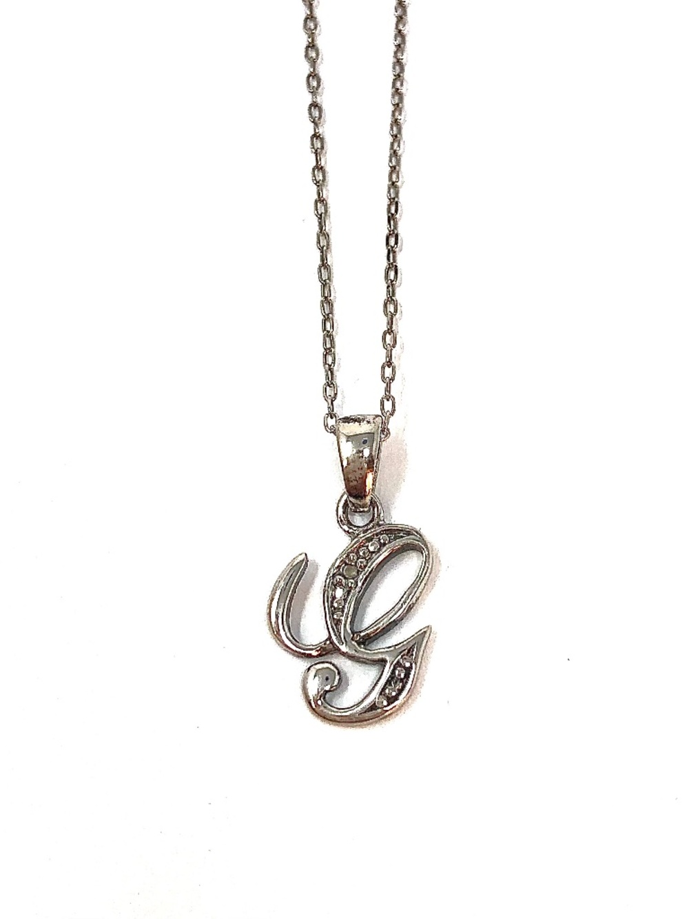 Sterling silver 925 vintage letter “g” cursive pendant necklace
